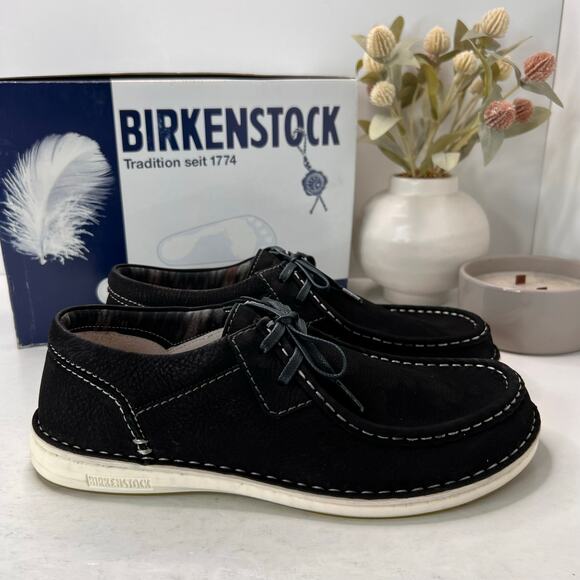 Birkenstock Pasadena Leather Nubuk Moc Toe Shoe Black Men 10/EU 43 NWB - Picture 3 of 10